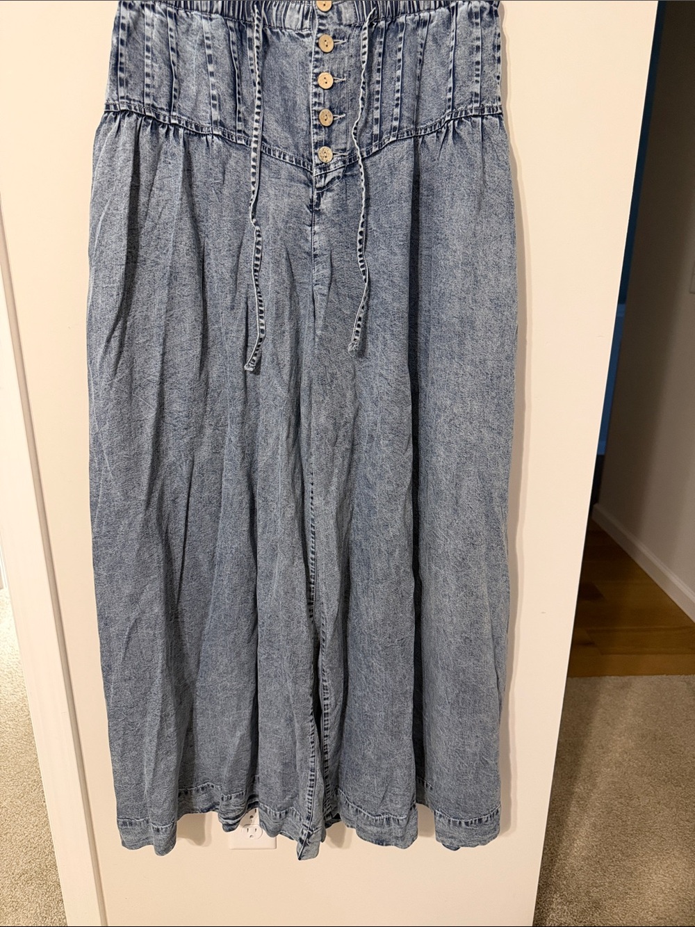 Light Wash Denim Button-Front Pants